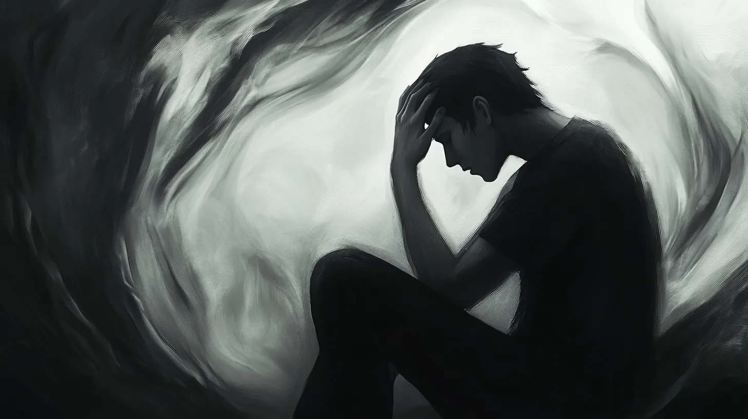 tchitcha. A man sitting alone with his hands gripping his hea 2d2568f9 7b57 4efc af55 38b60de6fe53 0